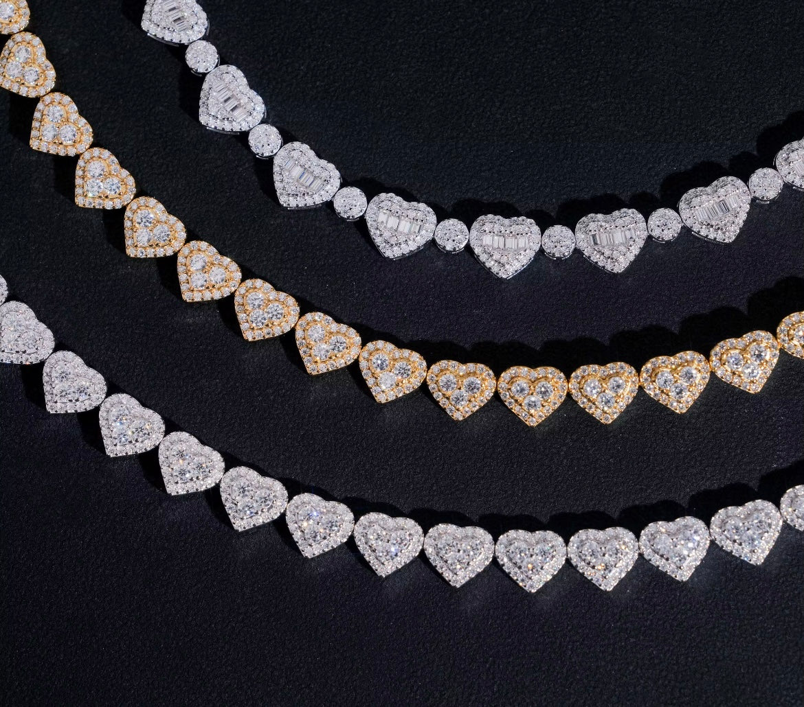 Herz Moissanit Armband – Weiß Gold & Gold Plated