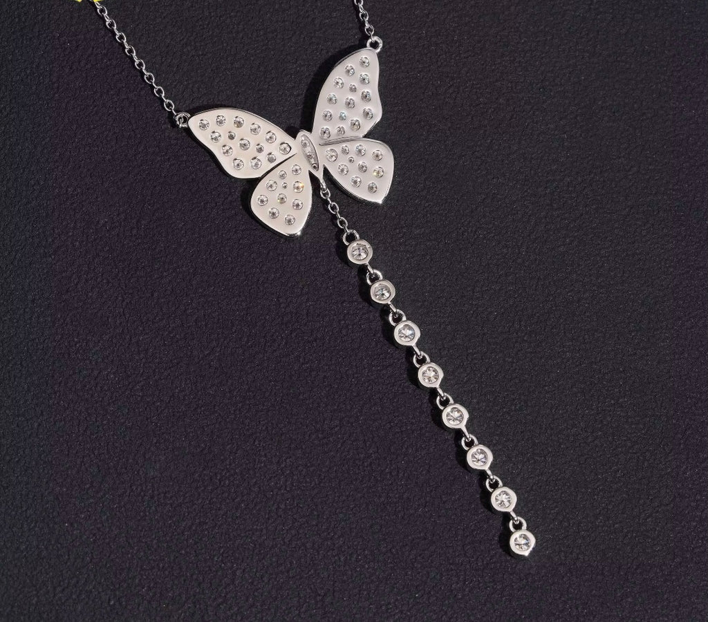 Schmetterlings-Halskette – 925 Silber mit funkelndem Moissanit