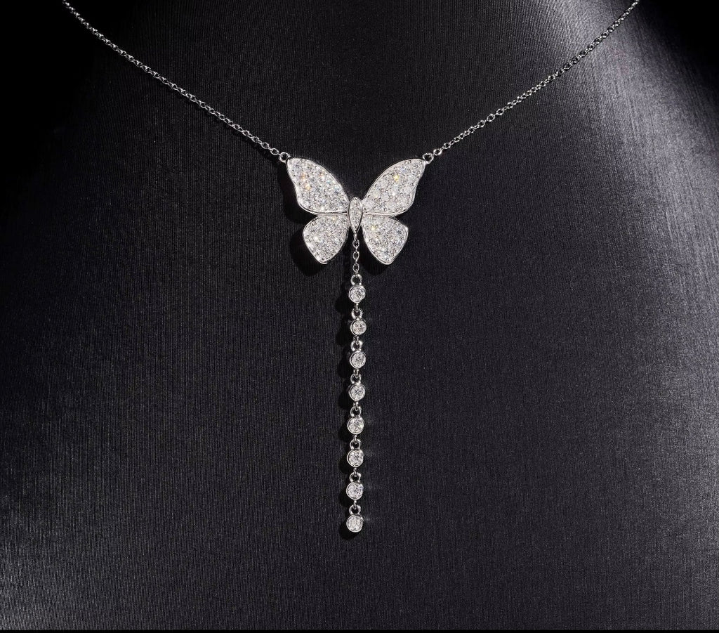Schmetterlings-Halskette – 925 Silber mit funkelndem Moissanit