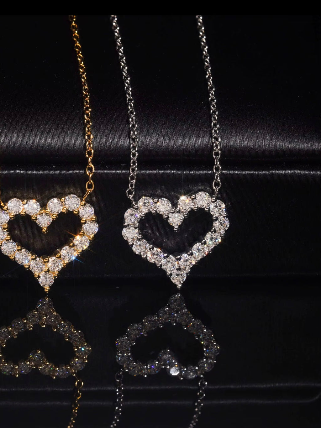 Moissanite Herz Halskette -925 Silber Iced Out