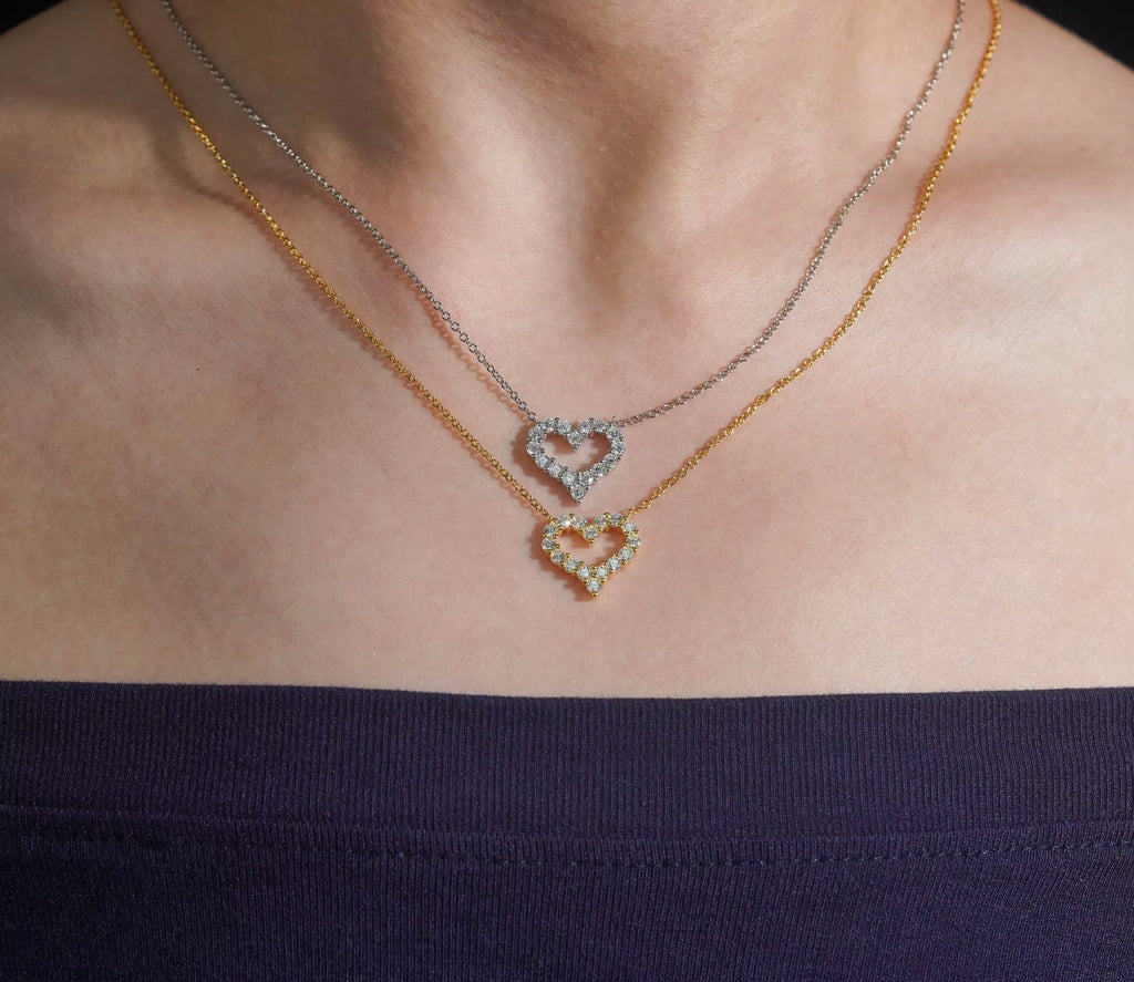 Moissanite Herz Halskette -925 Silber Iced Out