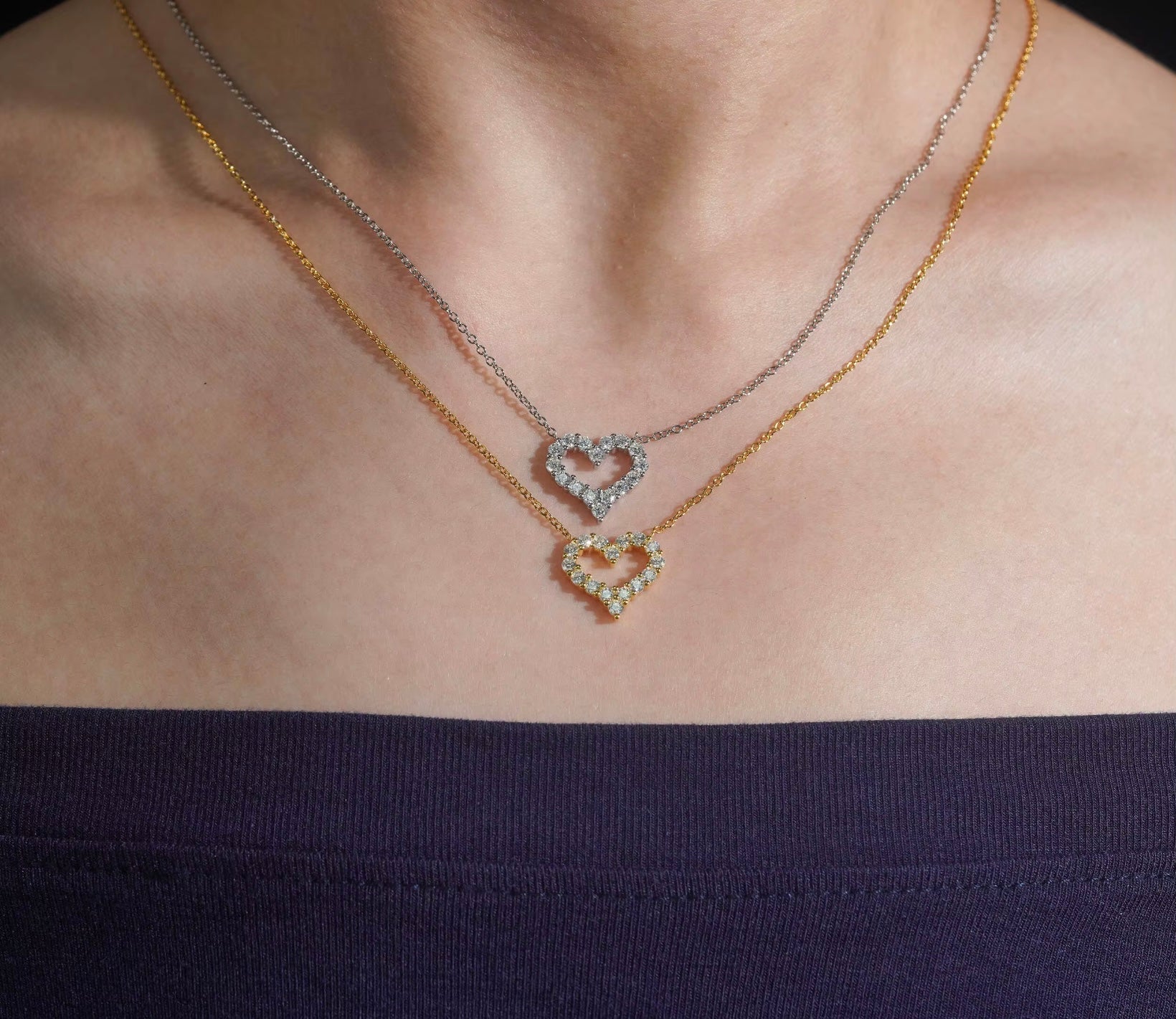 Moissanite Herz Halskette -925 Silber Iced Out