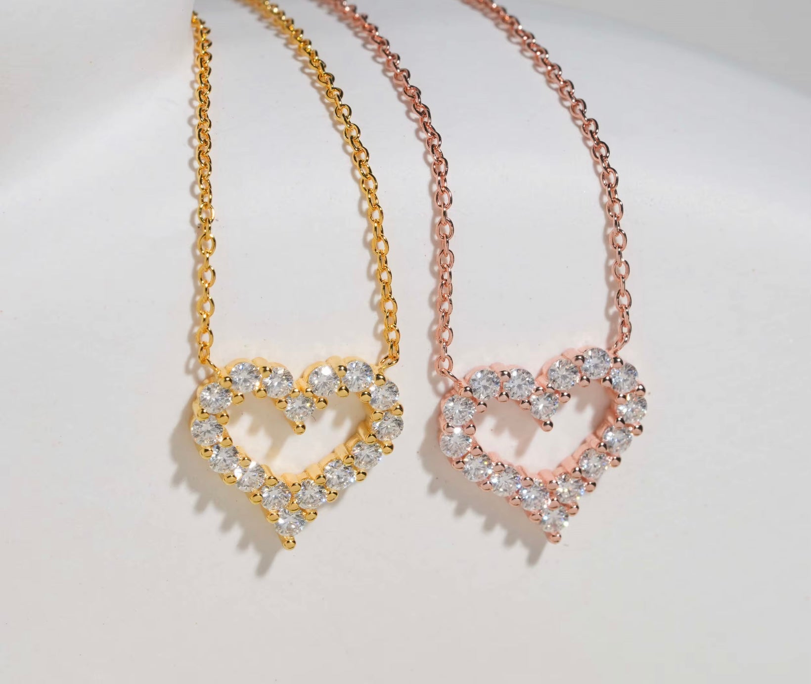 Moissanite Herz Halskette -925 Silber Iced Out