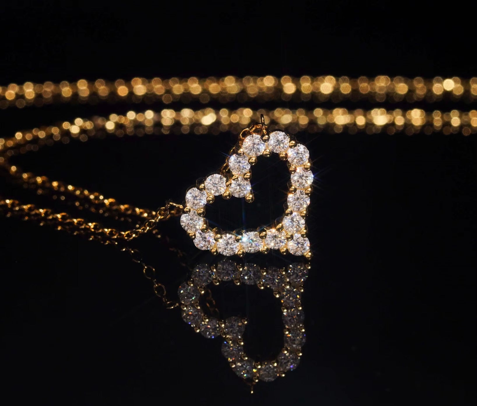 Moissanite Herz Halskette -925 Silber Iced Out