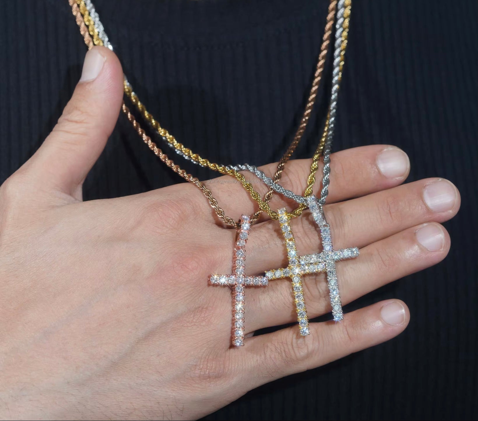 Moissanite Kreuz Kette –925 Sterling Silber