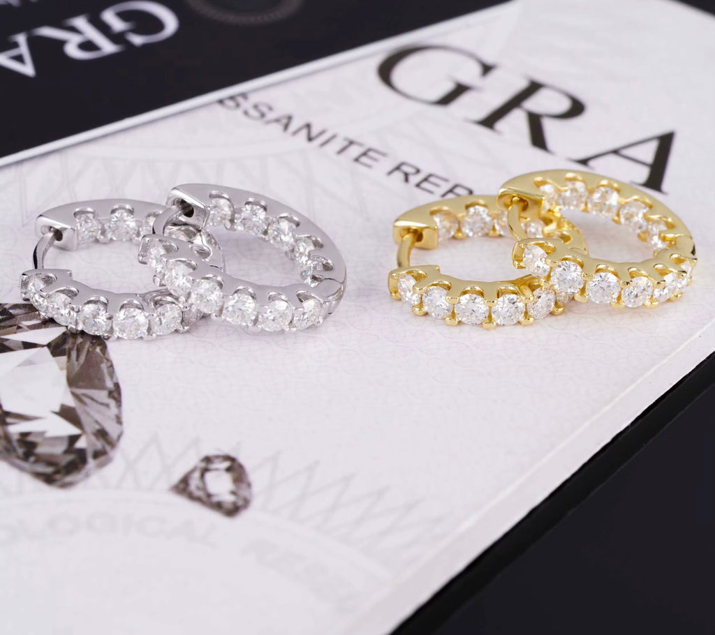 Moissanite Creolen Ohrringe – 925 Sterling Silber