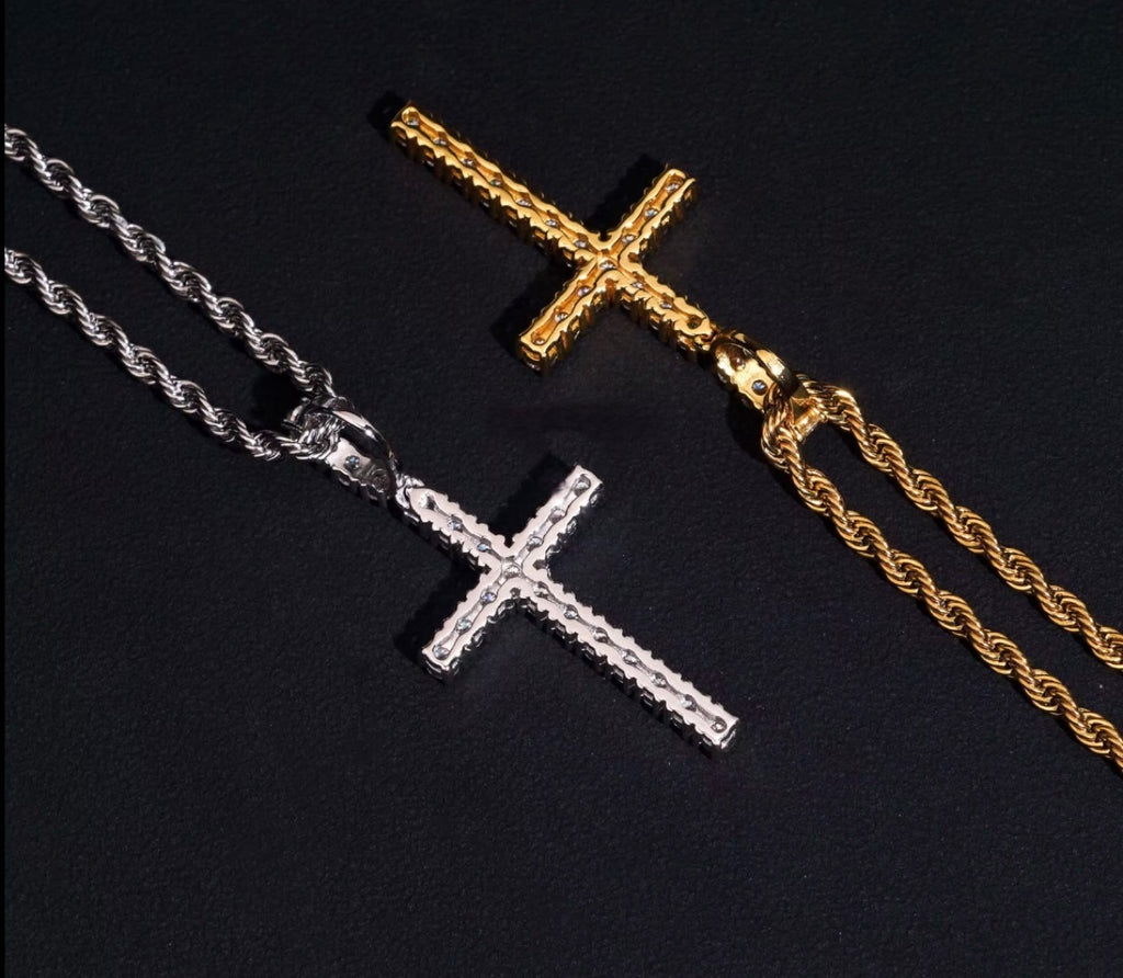 Moissanite Kreuz Kette –925 Sterling Silber