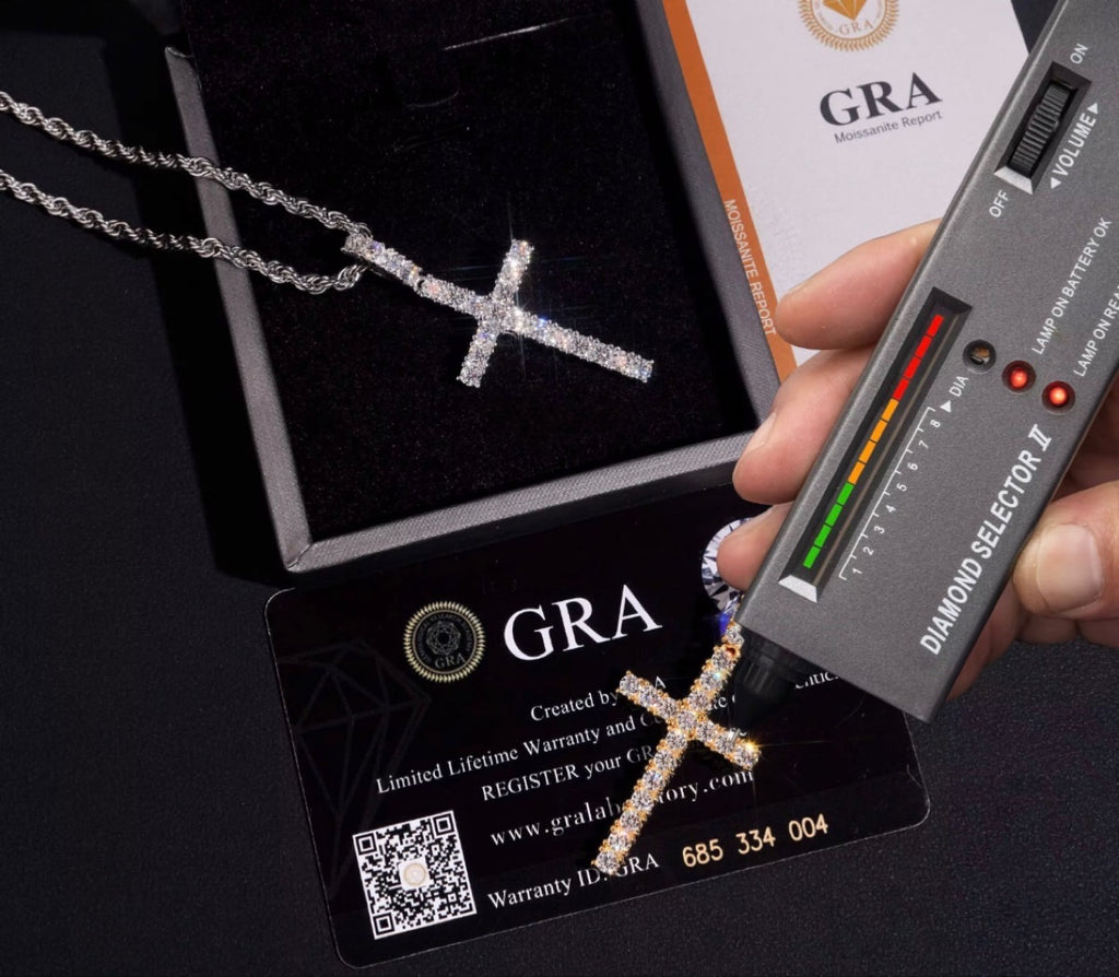 Moissanite Kreuz Kette –925 Sterling Silber