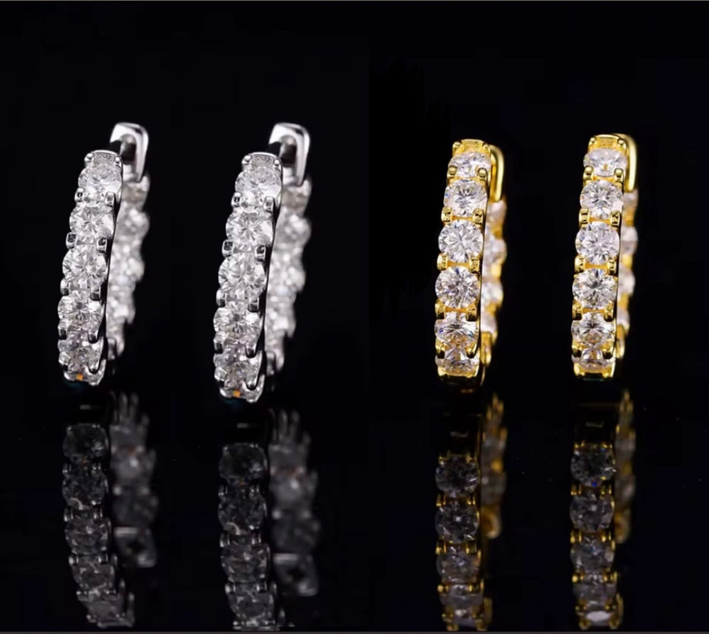 Moissanite Creolen Ohrringe – 925 Sterling Silber